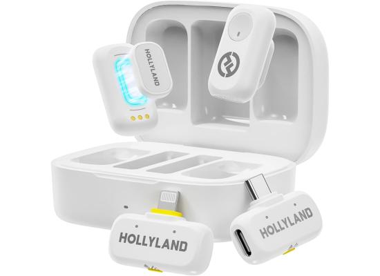 Hollyland LARK A1 Combo Wireless Microphone for iPhone, Android, Pure Sound, 3-Level Intelligent Noise Cancellation, Magnetic Mini Microphone for Vlogging, YouTube, Podcast, White